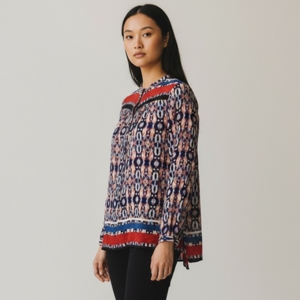 Anthropologie Plenty By Tracy Reese Batik Medallion Button Front Blouse XS